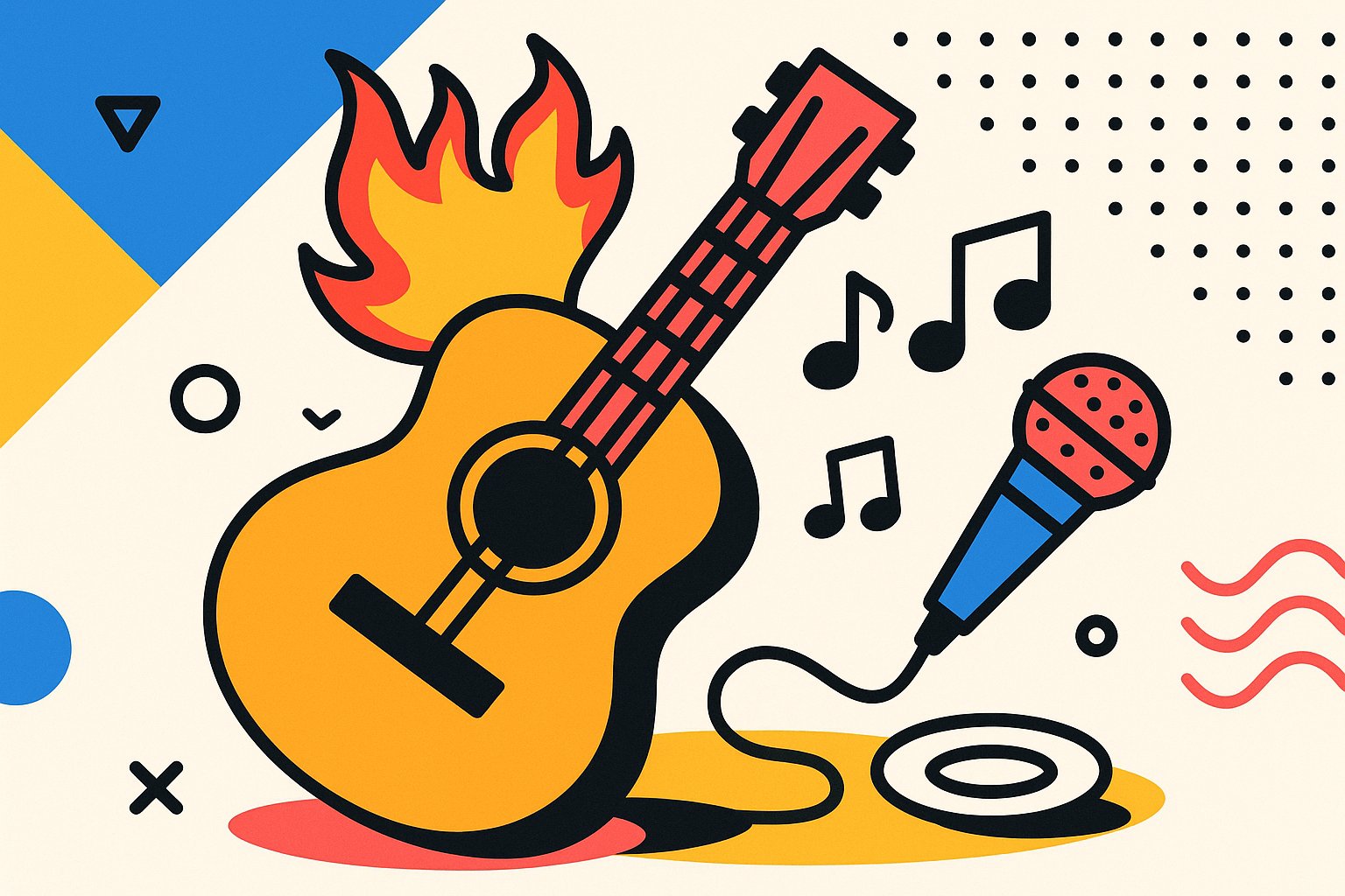 Memphis-style illustration of a concert